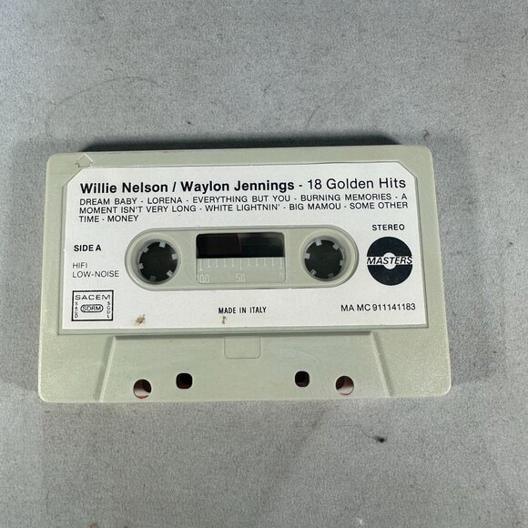 Willie Nelson & Waylon Jennings - 18 Golden Hits Cassette Tape Made In Italy - Picture 4 of 4